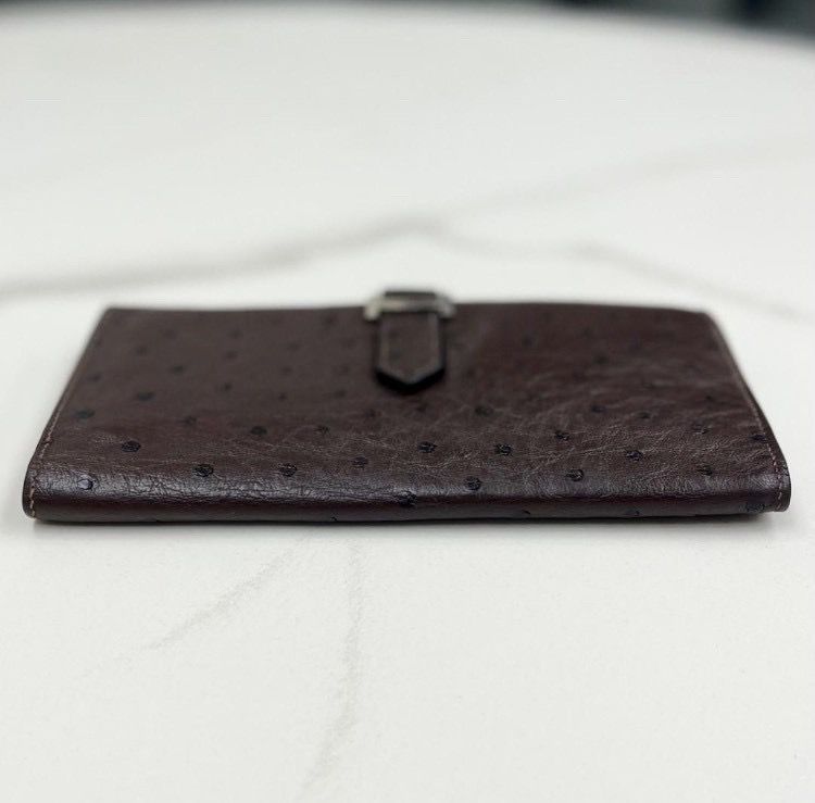 美品☆　エルメス　長財布　ベアンスフレ　オーストリッチ　濃茶　□J刻印 美品☆ エルメス 長財布 ベアンスフレ オーストリッチ 濃茶 □J刻印