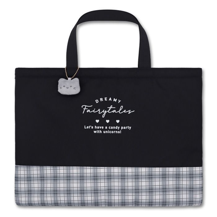 ネコ グレー C25342】 レッスンバッグ 女の子 ぬいぐるみ