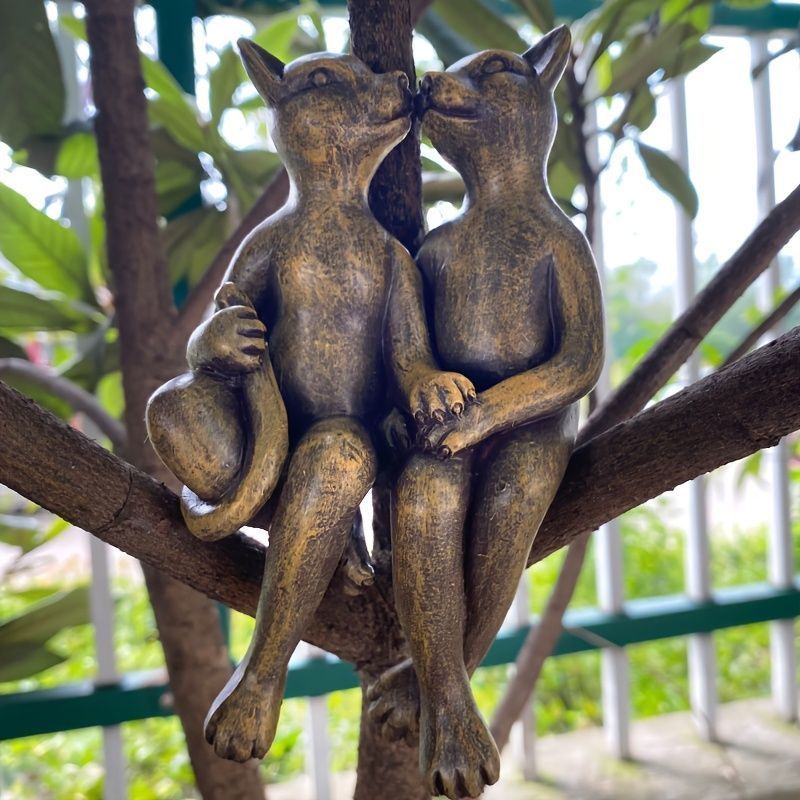 置物 オブジェ ガーデンオーナメント 2匹のネコ ねこ カップル 室内