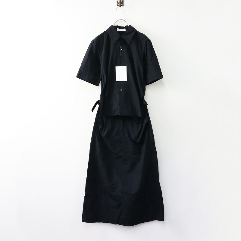 ♥ 2021SS ヒノキ THE HINOKI Organic cotton poplin setup dress コットンポプリンドレス 0|ブラック ワンピース 2400014128802