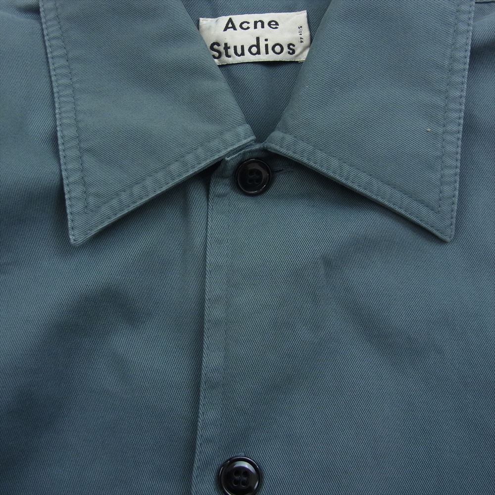 ACNE STUDIOS アクネストゥディオズ FN-MN-SHIR000191 Houston cotton twill shirt コットンツイル  長袖 ワーク シャツ ネイビー系 44【中古】