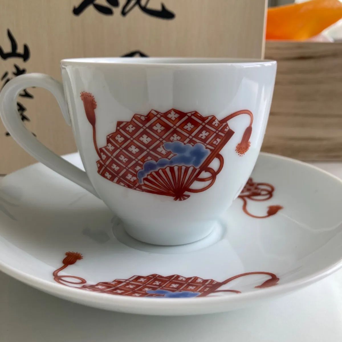 美品】扇紋✳️碗皿✳️ カップ ＆ ソーサーセット 十四代柿右