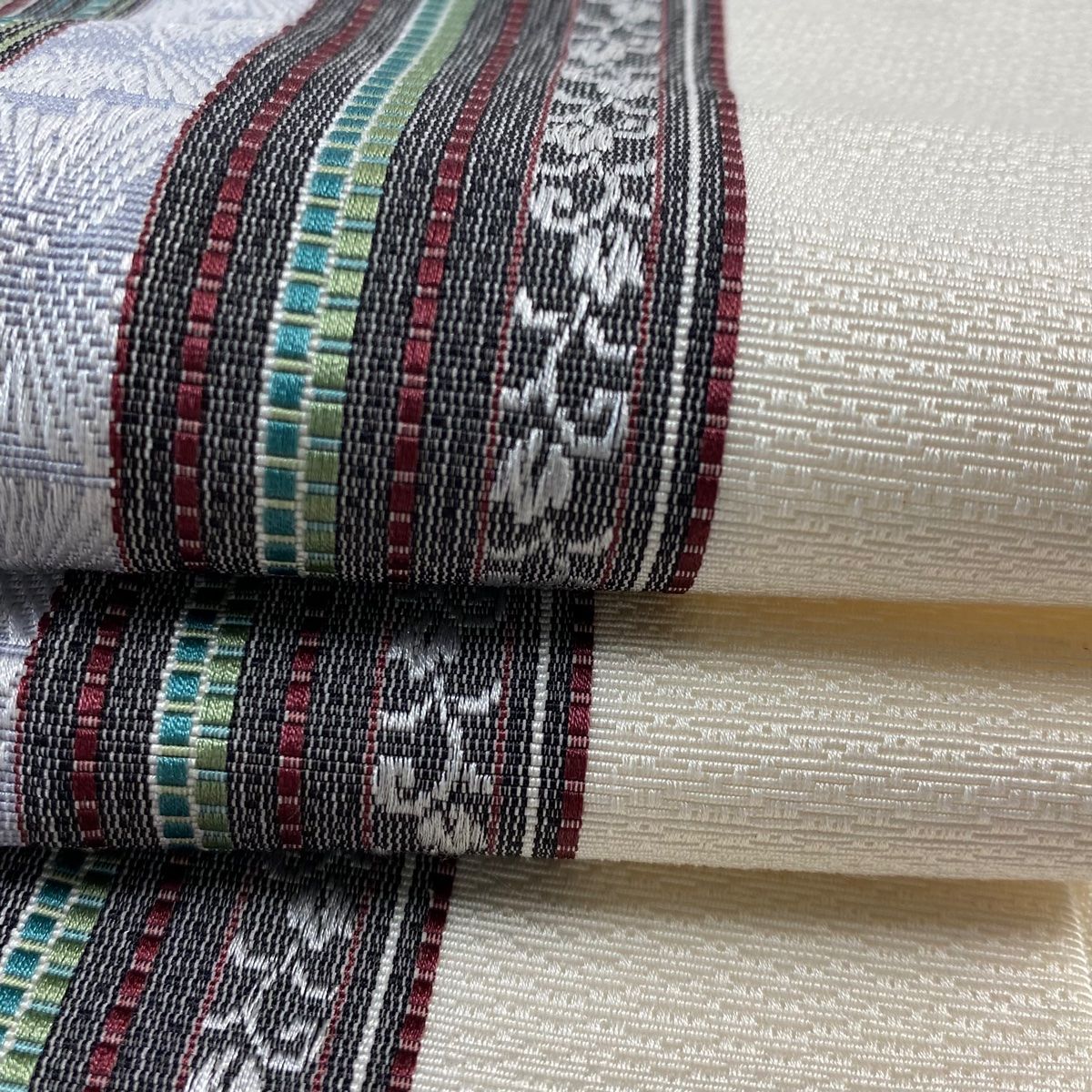 正絹 献上 博多 博多織 博多帯 献上柄 半幅帯 小袋帯 グレー