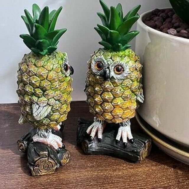 新品・未使用】可愛すぎパイナップル フクロウ像 梟 ふくろう