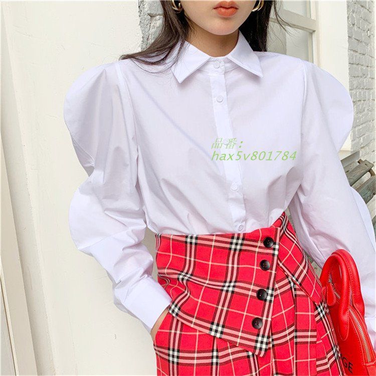  パフスリーブ長袖シャツ韓国ファッ hax 5 v 801784 五分袖 七分袖 シャツ ブラウス