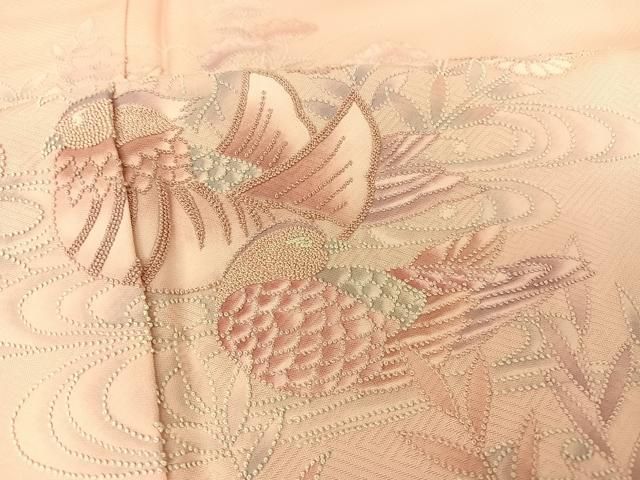 平和屋着物●中国三大刺繍　相良刺繍　訪問着　朧染め　重ね絞り　草花文　銀通し地　正絹　逸品　CAAU2622yc 平和屋着物○中国三大刺繍 相良刺繍 訪問着 朧染め 重ね絞り