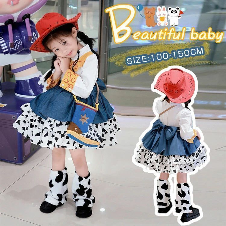 5点セット ハロウィン 衣装 女の子 ワンピース カウボーイガール 仮装 子供 コスプレ 衣装 コスチューム パーティー 魔女 子供服 女の子 キッズ ワンピース ドレス 面白い かわいい 学園祭 ダンス衣装 忘年会