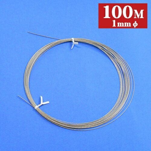 ステンレス ワイヤー 100m 1φ ビニールコートタイプ 防犯ストラップ 店舗内 展示品 整理整頓 落下防止 防犯対策 万引き防止 店舗什器 yh1161