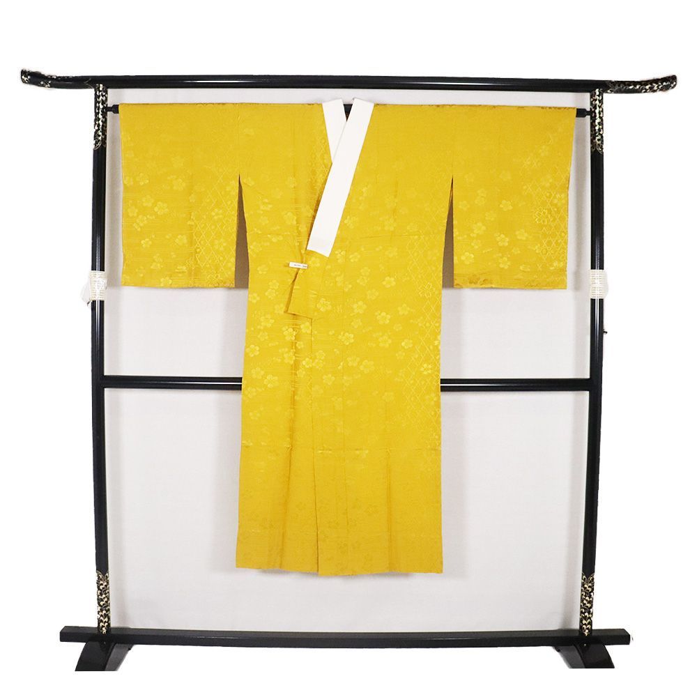 訪問着用 長襦袢 単衣 袖無双 正絹 黄土色 桜 梅 Mサイズ A5259 ♥品 レディース シルク ギフト フォーマル 送料込み