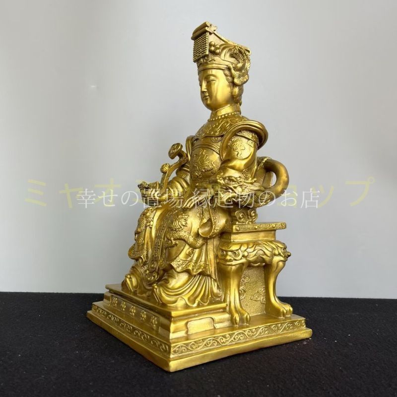 梨山老母 像 風水 置物 オブジェ 金色 道教 女神 神像 慈愛 女性 縁起物 開運グッズ 安産祈願 子宝祈願 健康運 家庭円満 長寿祈願 金運上昇 風水アイテム 仏像 運勢アップ インテリア 玄関 リビング