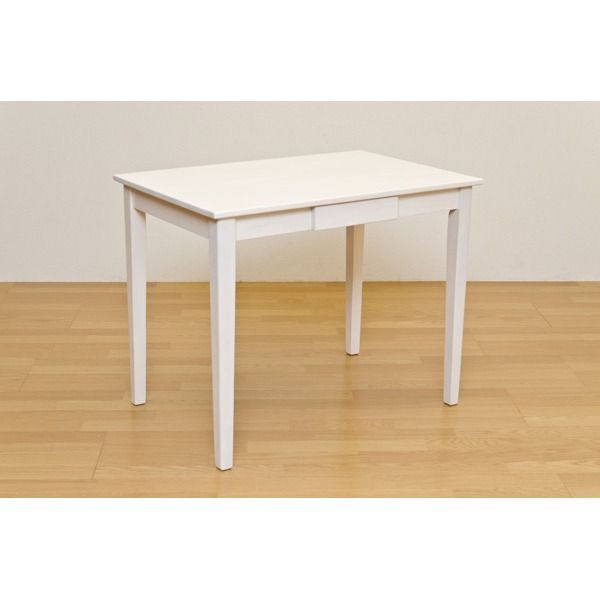 木製テーブル 【長方形 90cm×60cm】 引出し1杯付き ホワイトウォッシュ