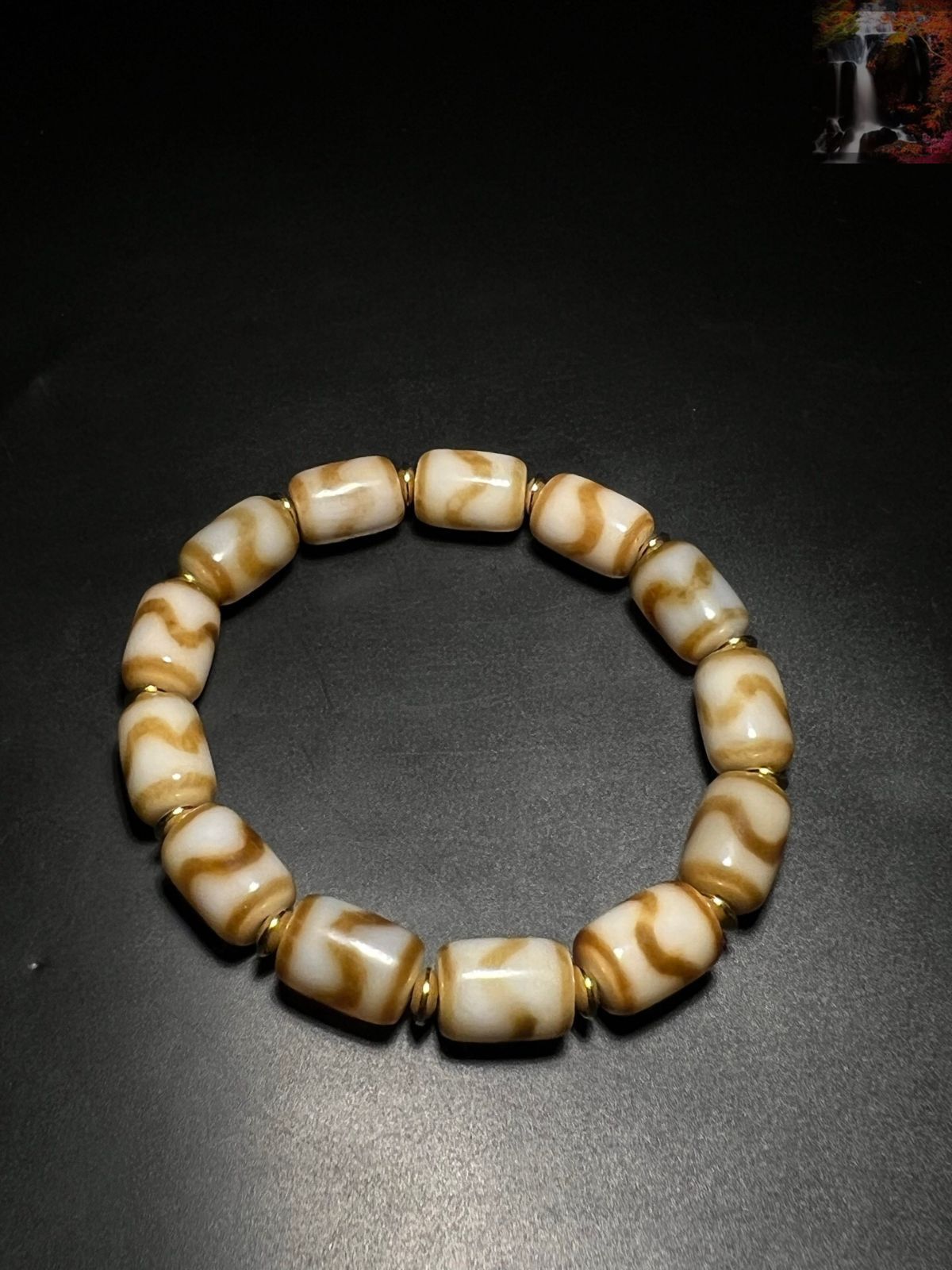 旧家蔵出し 瑪瑙細密彫 自然風化紋 虎牙天珠 根付 手串 裝身