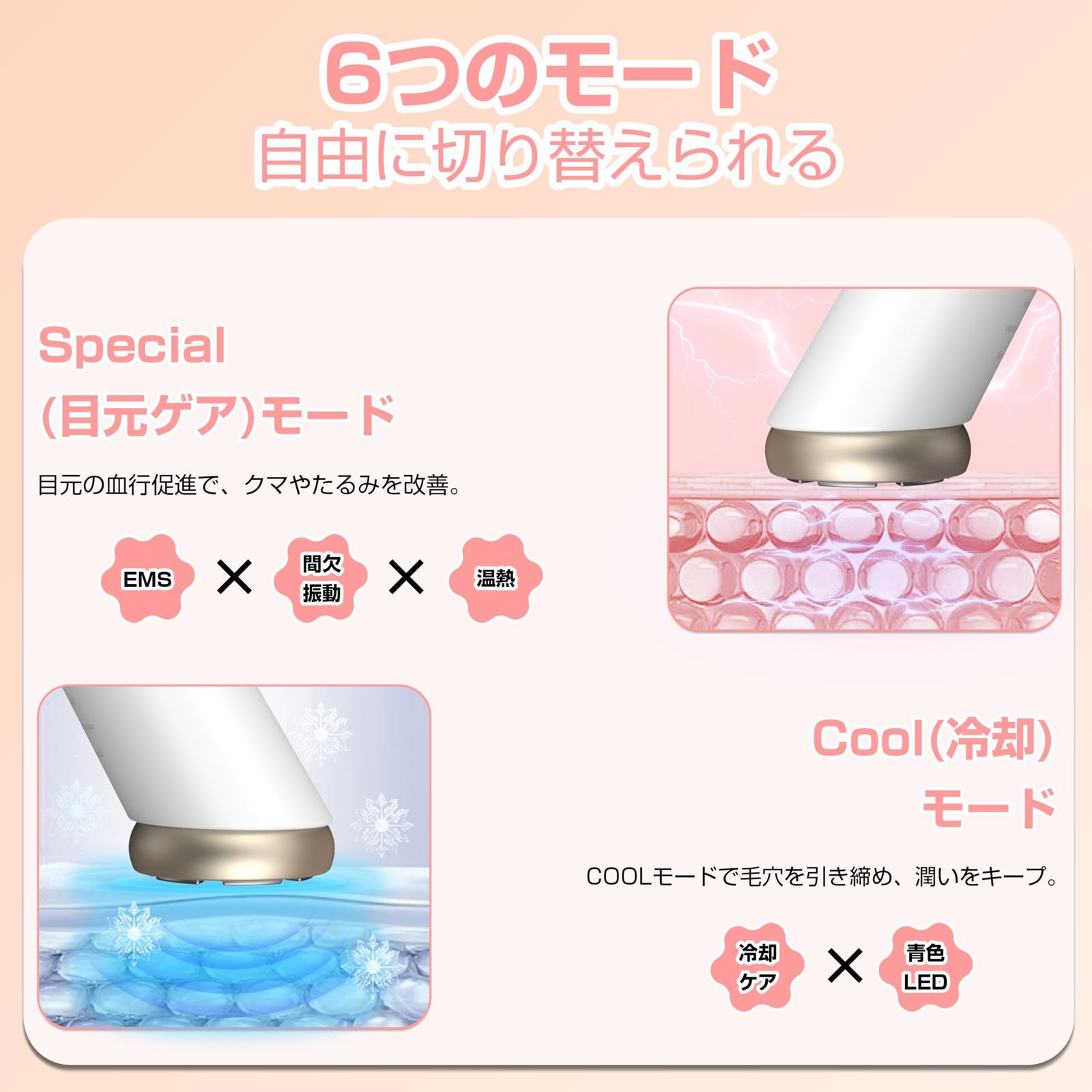 新品 美顔器 1台多役 EMS 高性能 美容器 RF温冷美顔器 多機能美容器リフト アップ イオン 導出 イオン 導入 微電流 マッサジ 温冷ケア  冷感機能 光エステ 6種類モード 3段階レベル 音波振動 目元 口元ケア 肌ケア フェイスケア 毛穴 汚れとり, image size:1600x1600