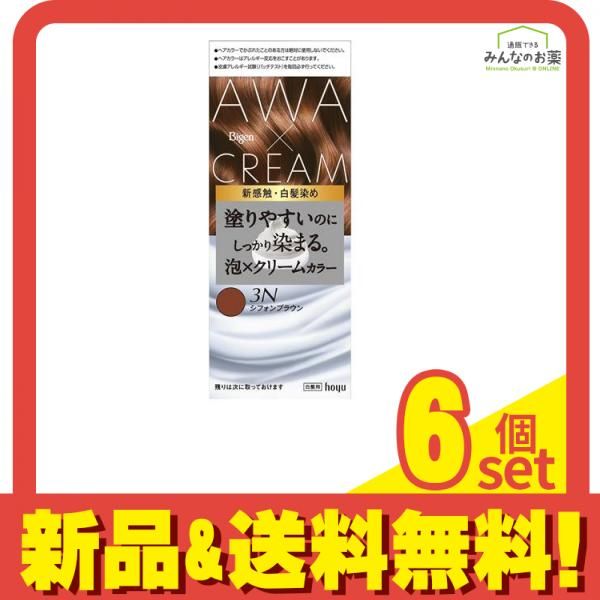 大得価，安い ビゲン 泡クリームカラー 白髪用 3Nシフォンブラウン 1組入 6個セット まとめ売り 白髪染め