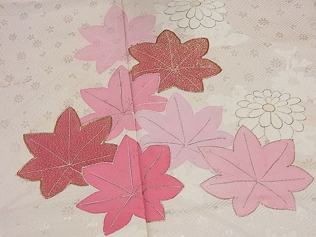 平和屋野田店□訪問着 駒刺繍 楓菊文 金彩 逸品 ze4079 - メルカリ