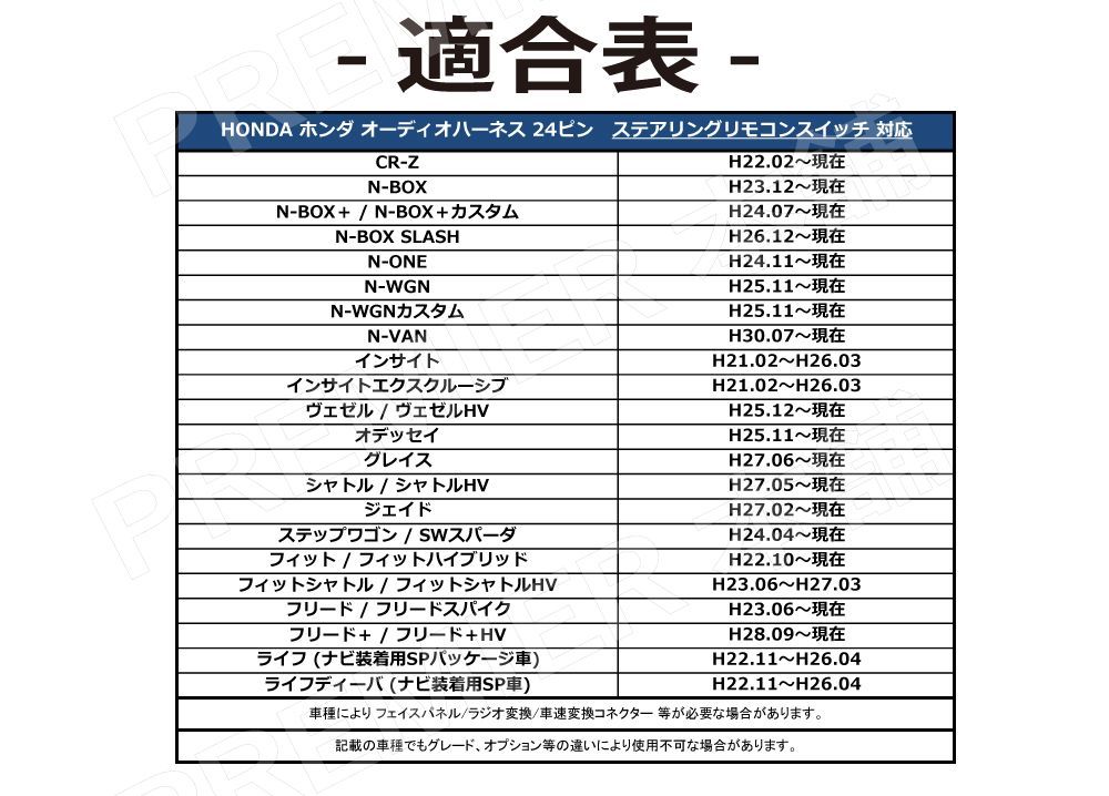 カー オーディオ 人気 ハーネス 適合 表