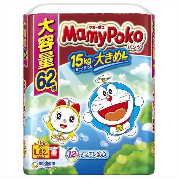  【3セット】マミーポコパンツＬ６２枚ドラえもん 【 ユニ・チャーム 】 【 オムツ 】 紙おむつ