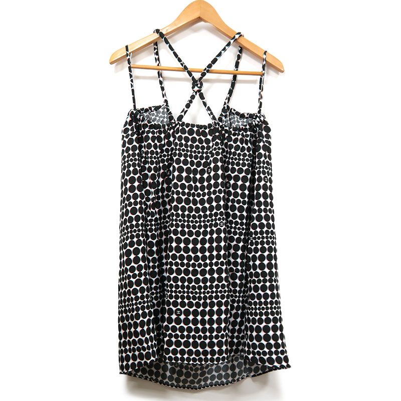 シャネル CHANEL キャミソール P47761 サイズ34 水玉 白黒