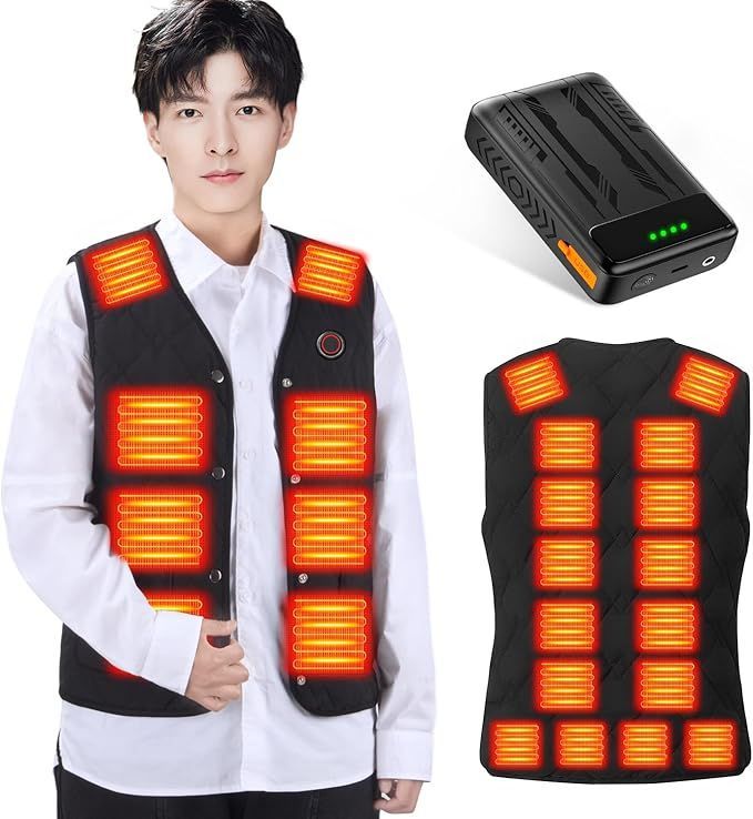 電熱ベスト インナーベスト 加熱ベスト【前後24箇所発熱&DC7.4V高出力