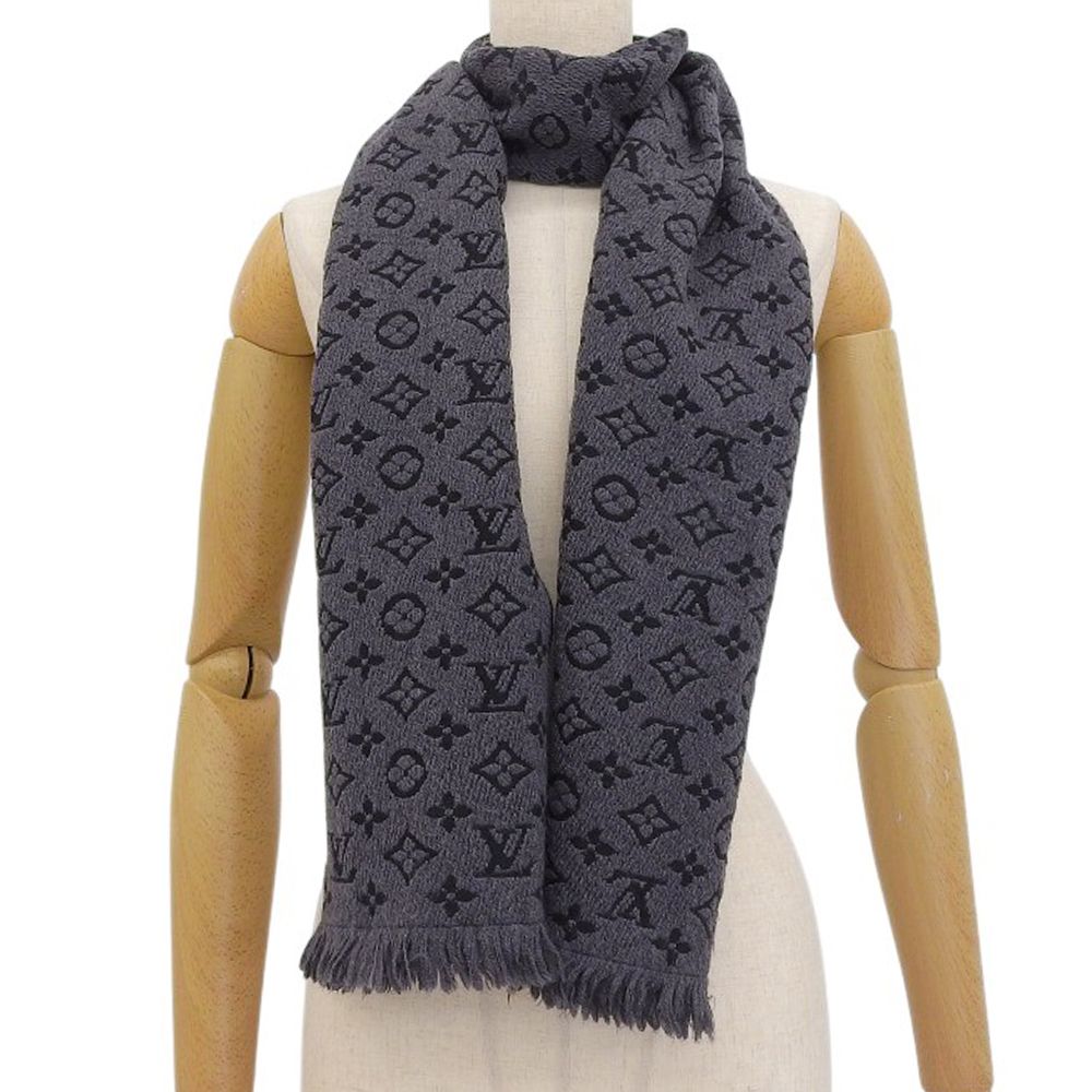 ルイヴィトン LOUIS VUITTON エシャルプ クラシック M 78526 モノグラム マフラー ウール グレー ブラック