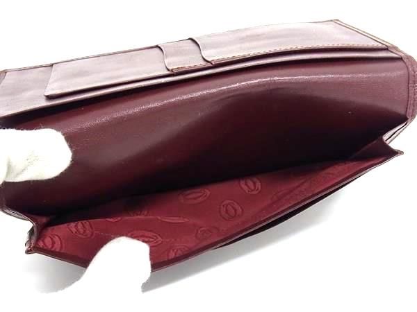 ⭐️未使用⭐️ カルティエ　マストライン　二つ折り財布　ロゴ型押し　ボルドー Cartier ▽▽ カルティエ マストライン 二つ折り財布 ミニ財布