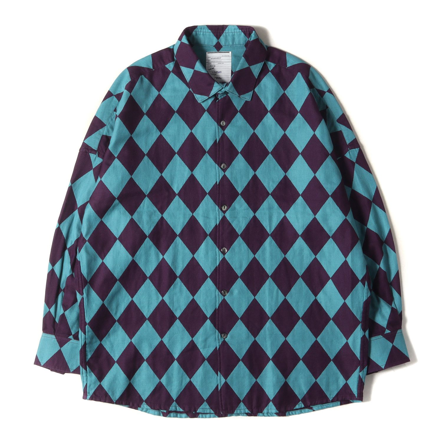 SHAREEF シャリーフ シャツ サイズ:1 23AW ダイヤ ジャガード ロングスリーブシャツ DIA JQ L/S SHIRTS 総柄 サックスブルー パープル 日本製 トップス カジュアルシャツ 長袖【メンズ】