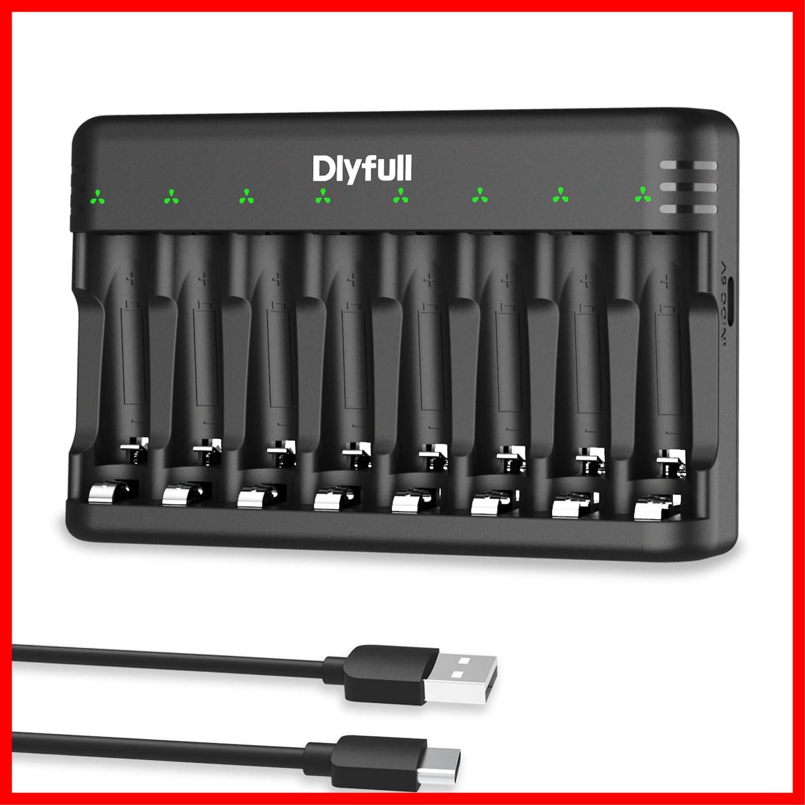 Dlyfull 単3 単4 充電池 充電器、USB-C入力 4スロット 単三