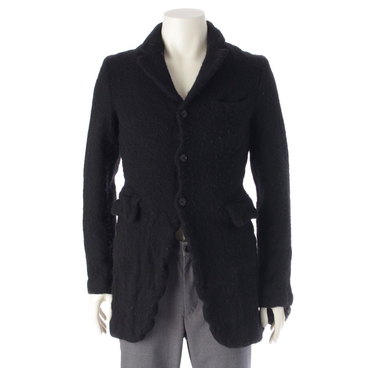 コムデギャルソンオムプリュス AD2025 ウール 縮絨 3B テーラードジャケット PJ-J017 ブラック XS