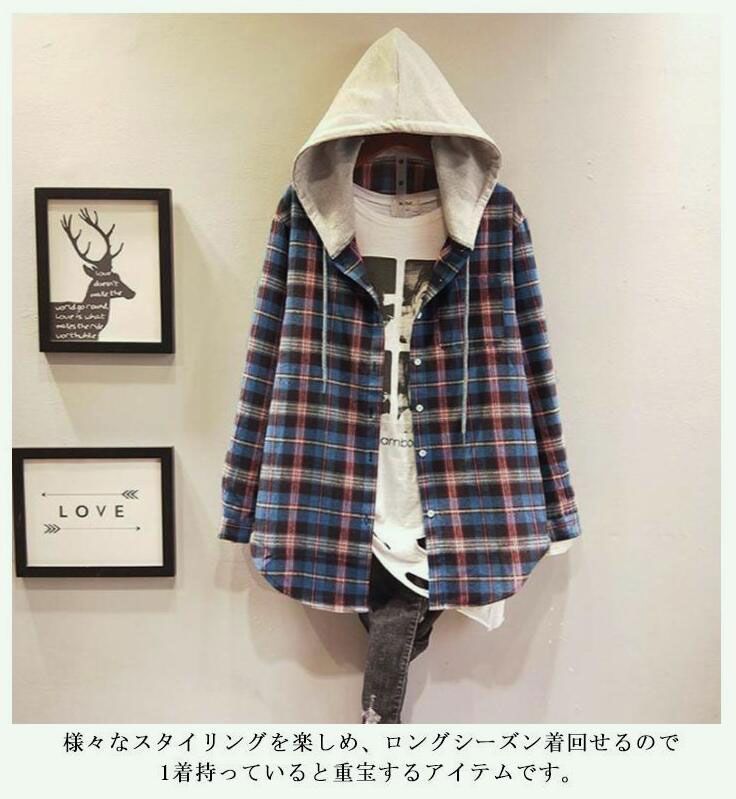 チェックシャツ レディース チェック柄 シャツ パーカー フード