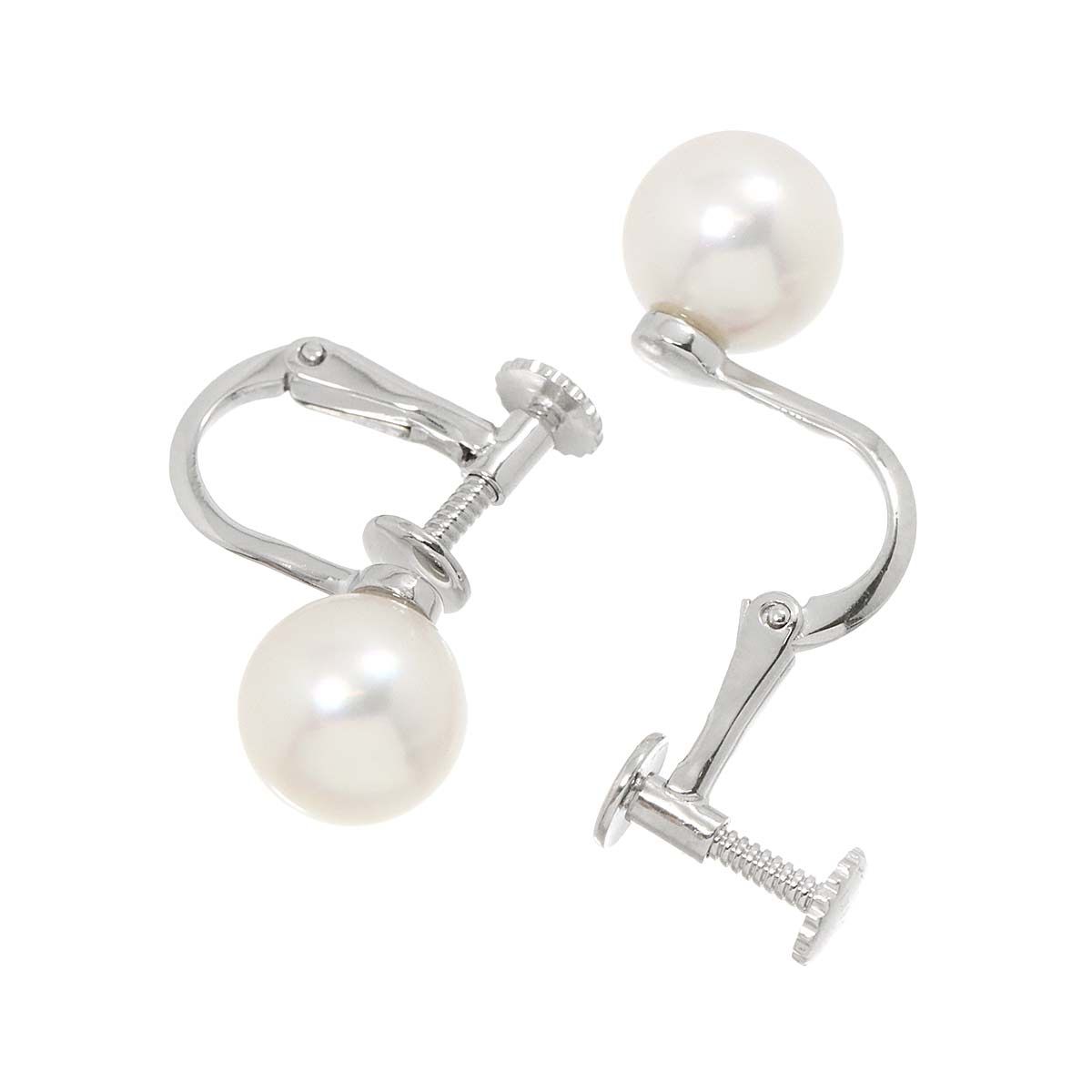 タサキ TASAKI アコヤ真珠 7.5mm イヤリング K18 WG ホワイトゴールド 