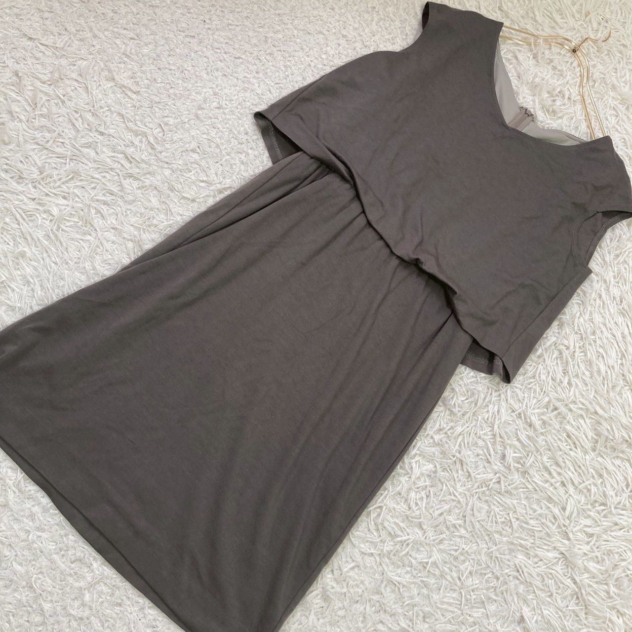 proportion body dressing ワンピース チャコール 3 重ね着風