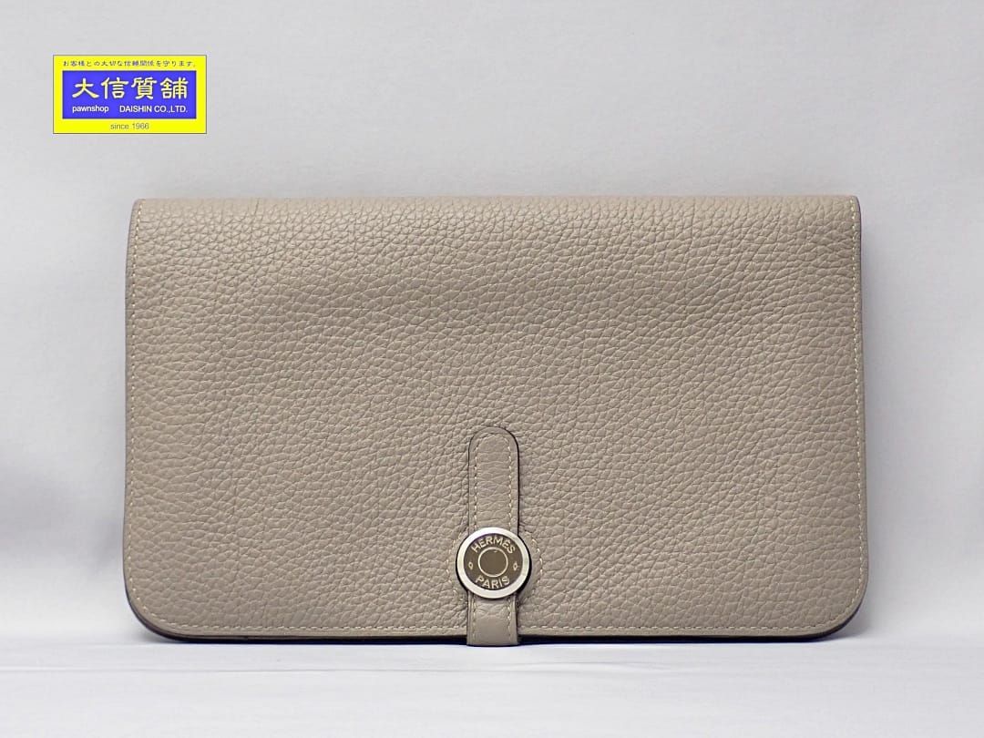 中古 エルメス HERMES ユニセックス 長財布 エトゥープ トゴ エルメス