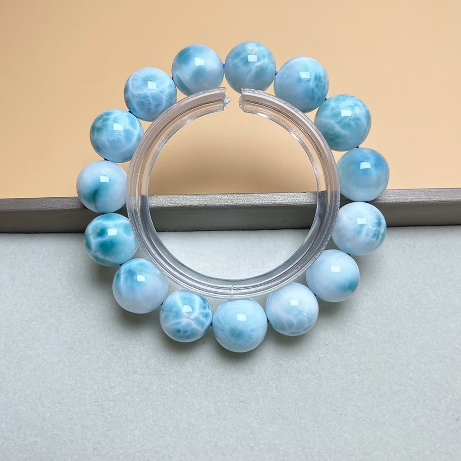 小粒でお洒落かわいい］8ミリ 一点物 ラリマー ブレスレット 18g
