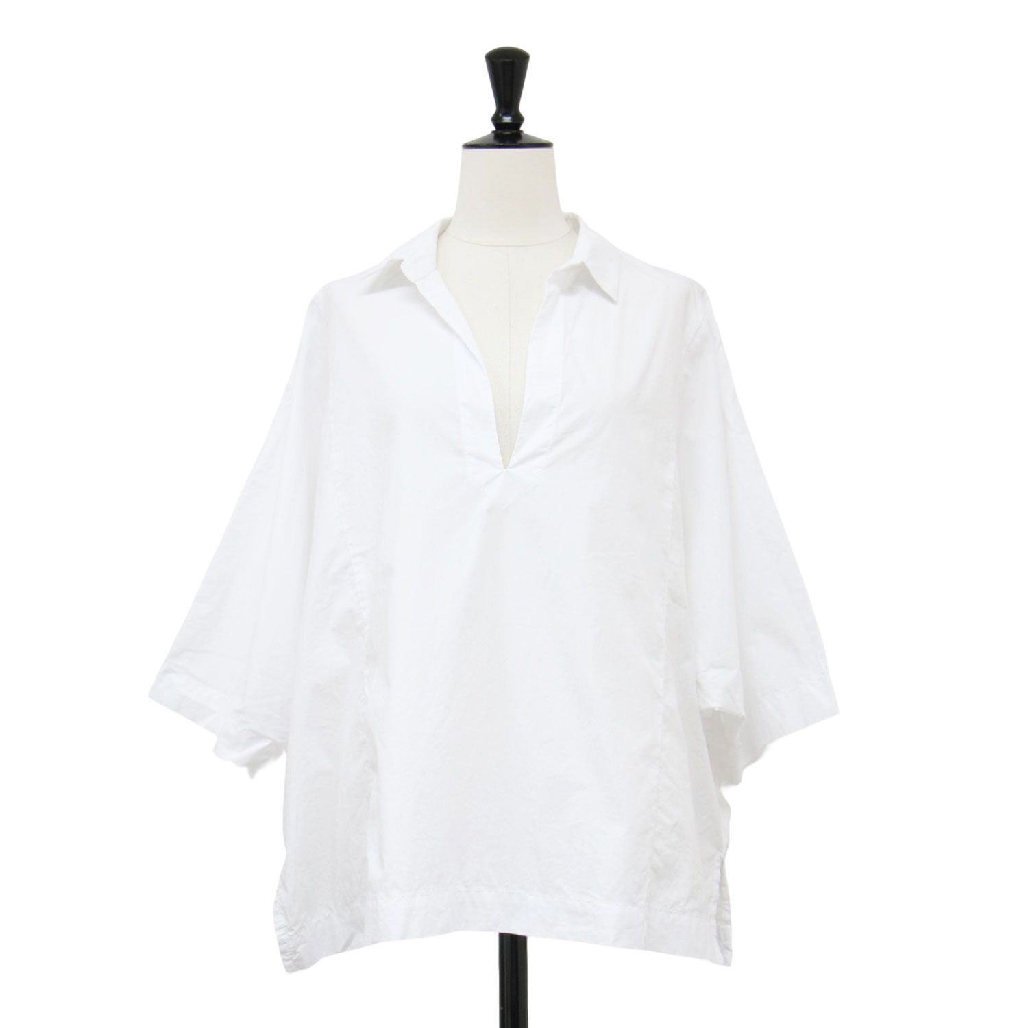 JEAN PAUL KNOTT ジャンポールノット シャツ ホワイト 白 サイズ:1(9号) | 25春夏 ハーフスリーブ スキッパーシャツ | MARINIERE | プルオーバー キーネック ワイド コットン | トップス ブラウス【レディース】【中古】【K4571】 JEAN PAUL KNOTT ジャンポールノット シャツ ホワイト 白 サイズ:1(9号