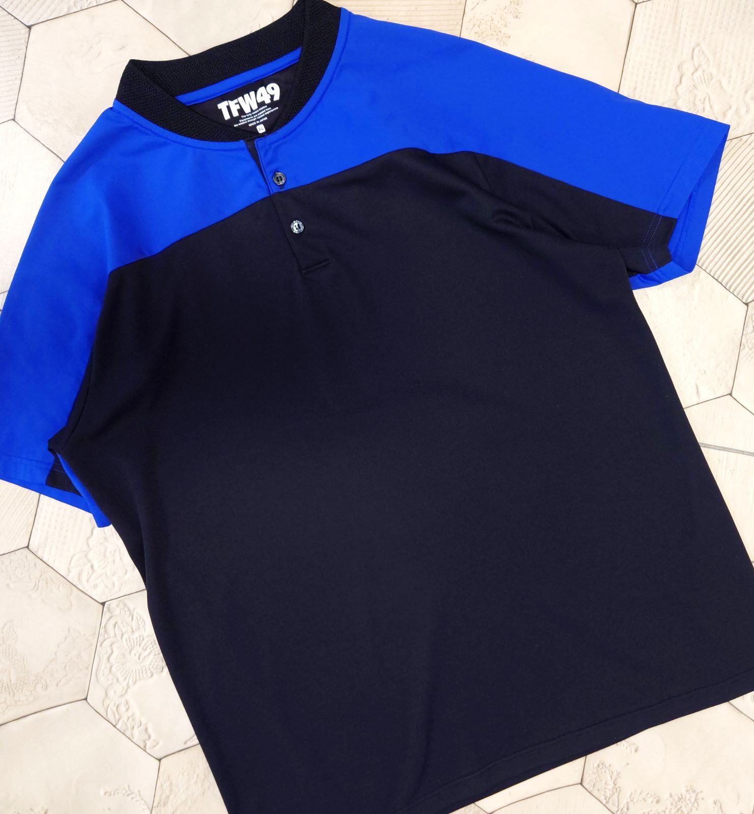 未使用 公式 TFW49 GOLF カラーレスポロシャツ ブラック×ネイビー
