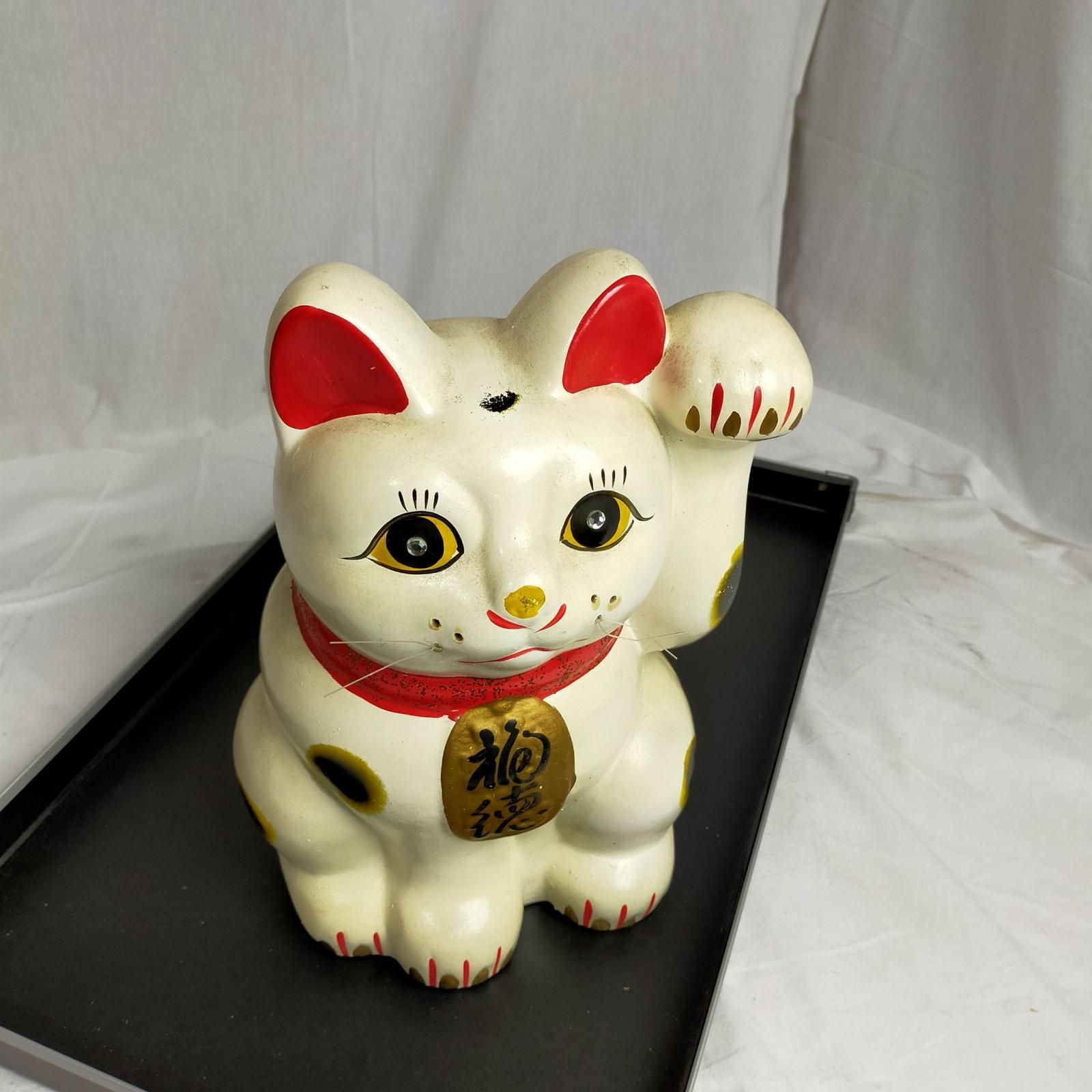 招き猫の置物【中古】 昭和レトロ 招き猫 貯金箱 大きいです！（30