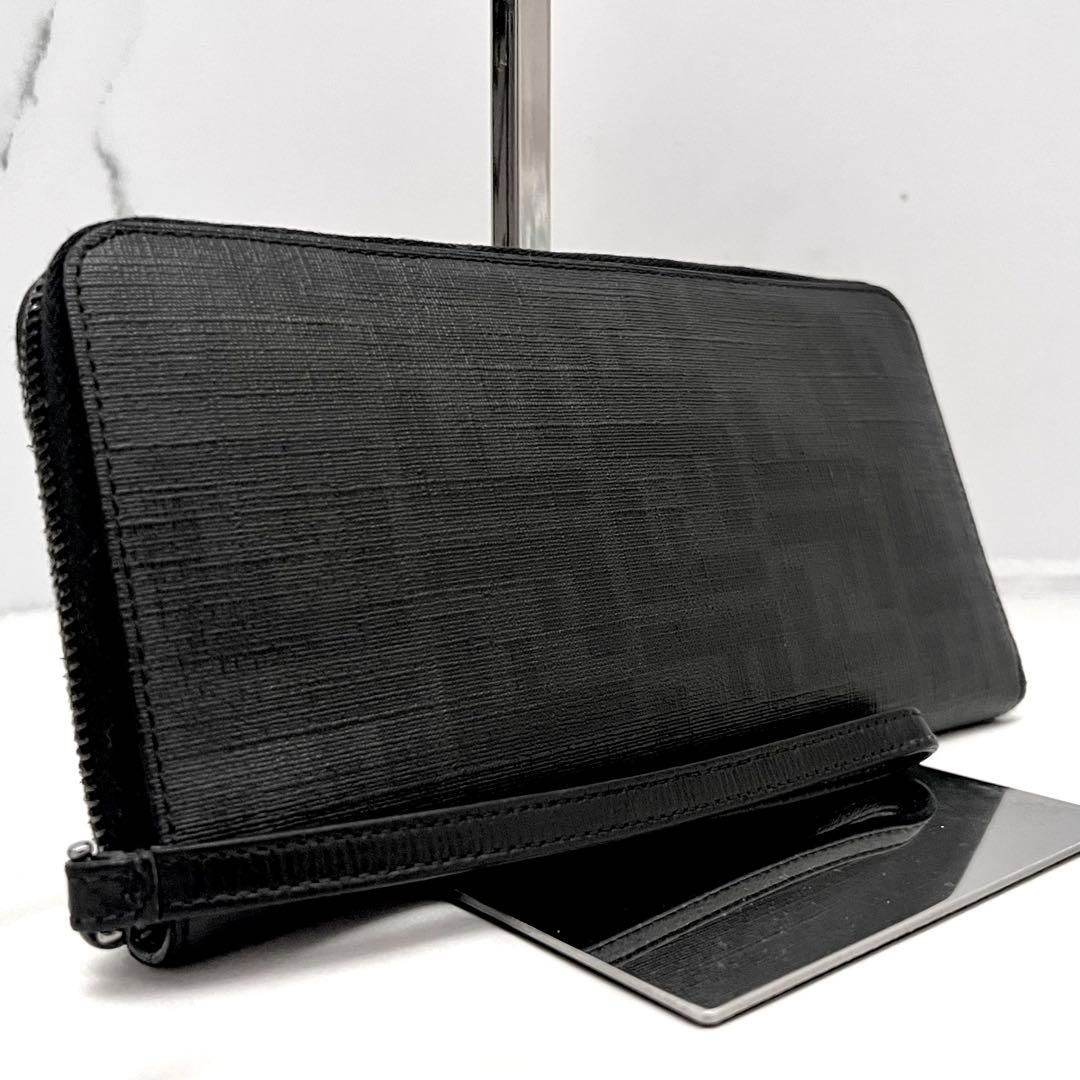 フェンディ ズッカ柄オーガナイザー ブラック PVC 長財布