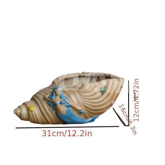 鉢植え 植木鉢 プランター プラントポット フラワーポット ガーデニング セラミック 屋内 室内 インテリア 庭 玄関 貝殻と人魚 マーメイド 多肉植物 サボテン オシャレ ギフト プレゼント 棚装飾