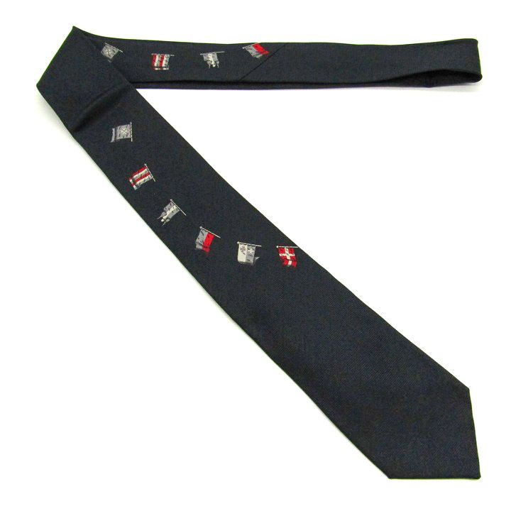 ドミニクフランス クラウン ブランド ネクタイ 旗柄 刺繍 シルク