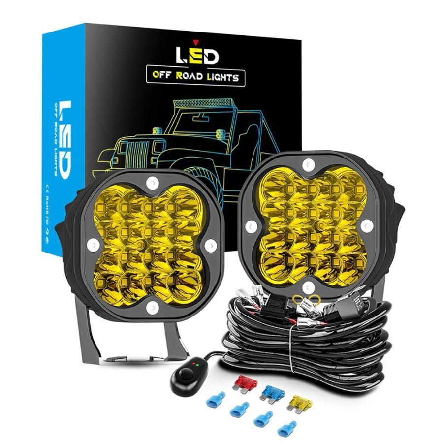 送料無料○ 新発売!! 3インチ LED 作業灯 ワークライト 48W 3000K イエロー ワイヤーハーネスキット付属 ジープ SUV トラック  ボート 2個 - メルカリ