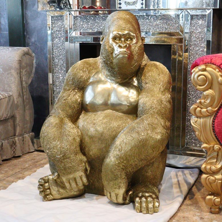 巨大 ゴリラ キングコング 置物 オブジェ シルバー アニマル 高さ88 銀