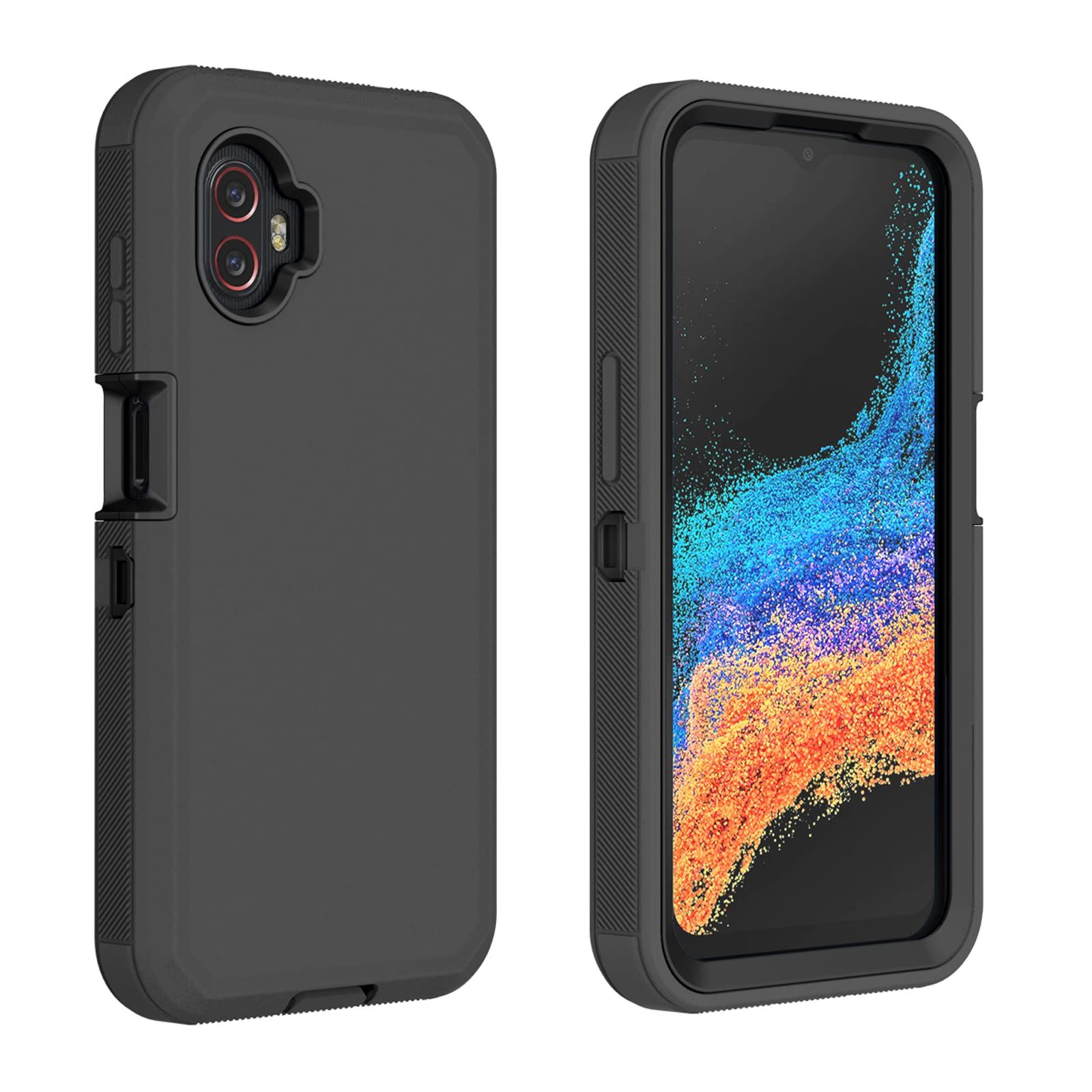 Samsung Galaxy XCover6 Pro用ケース ディフェンダーケース ソフト TPU ハード PC 高耐久 耐衝撃 防塵 3イン1 携帯電話カバー Samsung Galaxy XCover 6 Pro用 (ブラック) [ブラック]