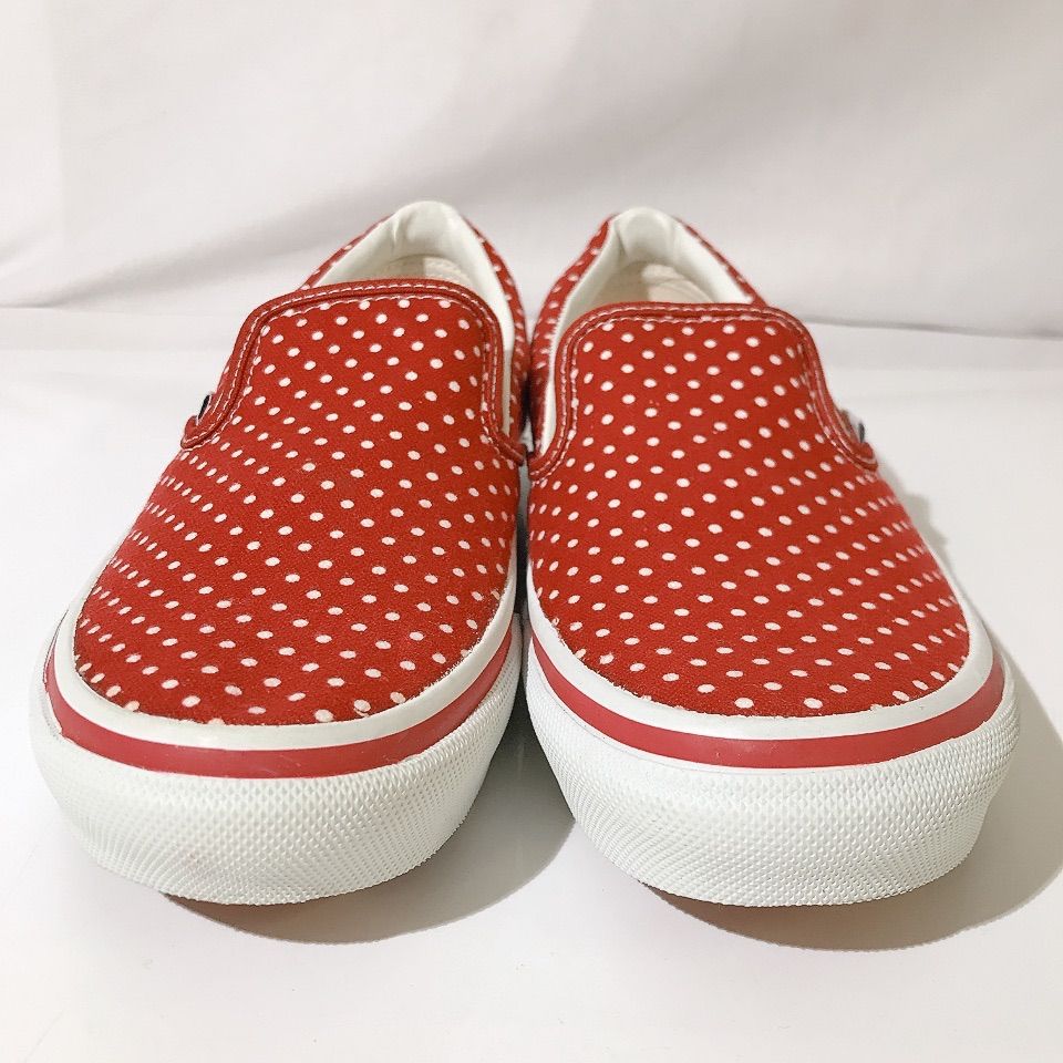 VANS スリッポンスニーカー レッド ドット 水玉 メンズ US 7