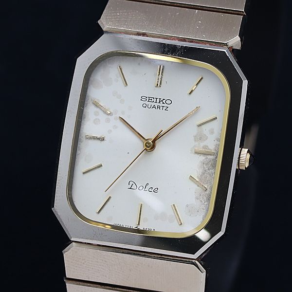 稼動 セイコー QZ 7731-5200 ドルチェ スクエア アイボリー文字盤