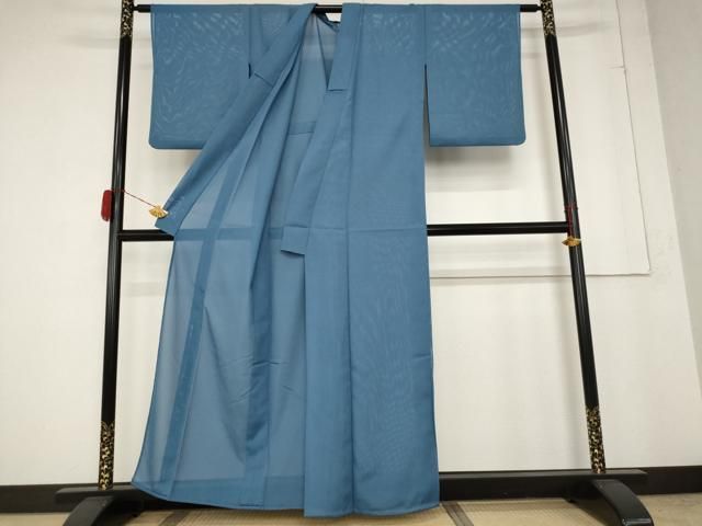 平和屋着物 夏物 色無地 絽 藍色 洗える着物 AABA6877cs