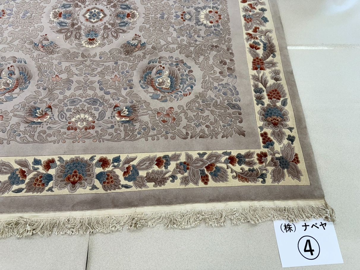 ラグマット 絨毯 約244cm×244cm 正方形 緞通 段通 150段 中国 ウール 
