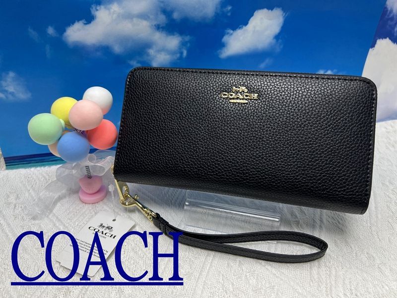 コーチ COACH 財布 長財布 ペブルド レザー ラウンドジップ アウトレット  ストラップ付 レディース ウォレット 新作  バレタインディー プレゼント 財布 レディース 新品未使用 ブランド    C4451 A215 13