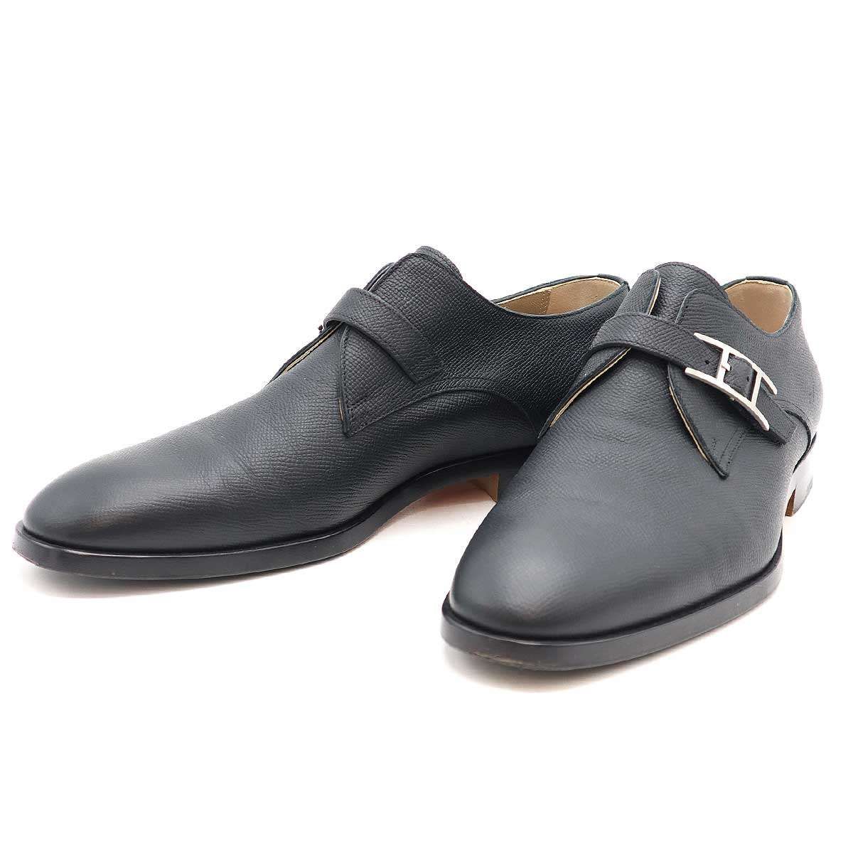 HERMESブラックレザーシューズ 41