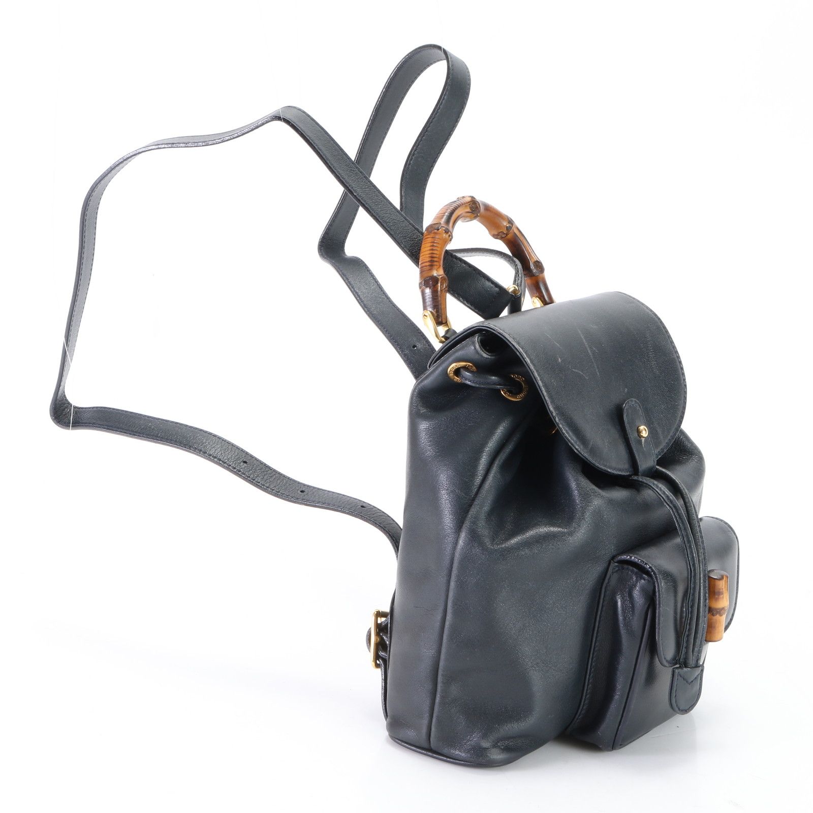 美品 オールドグッチ バンブー 003 2034 0030 レザー リュックサック 