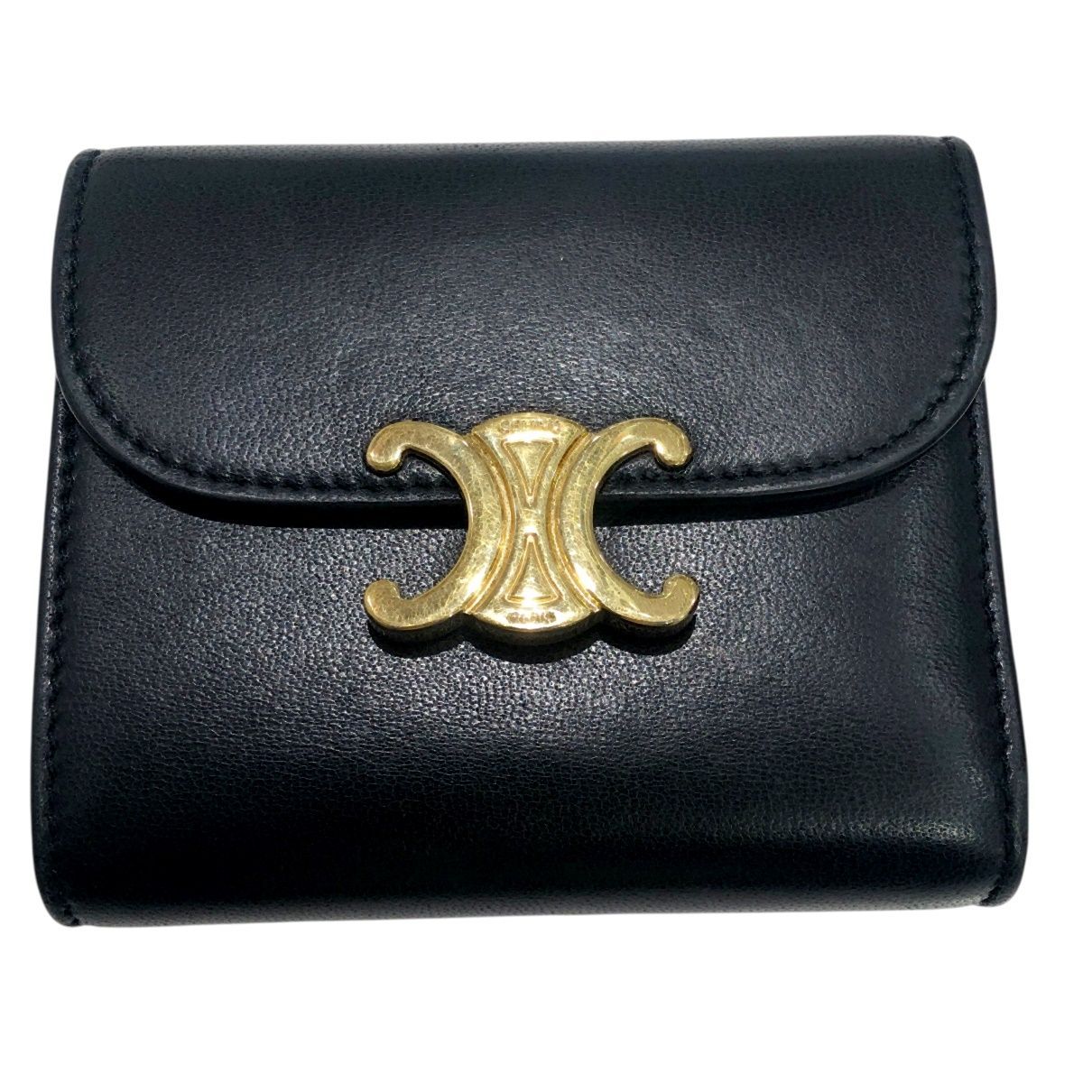 CELINE セリーヌ トリオンフ 10D783DPV.38NO スモールウォレット ブラック 三つ折り 財布 コンパクトウォレット 25012253 SA